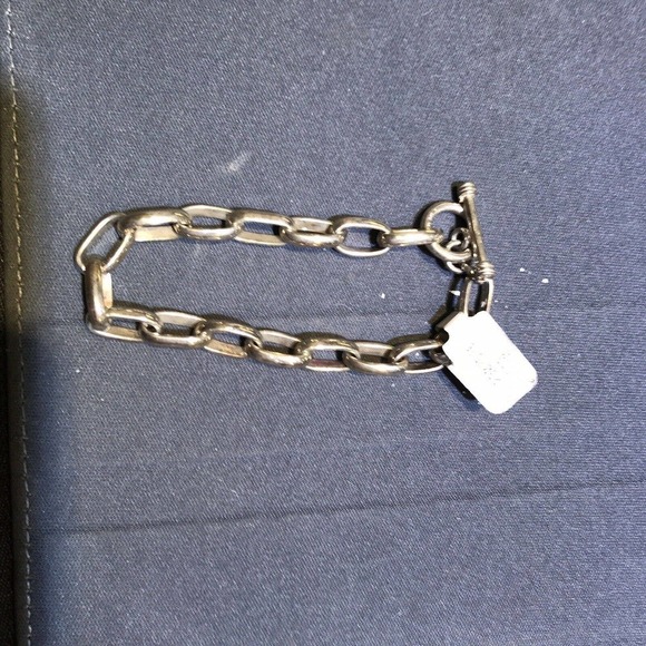 Bracelet Sterling Silver 925 Paperclip Link Chain Toggle Closure - Picture 1 of 6